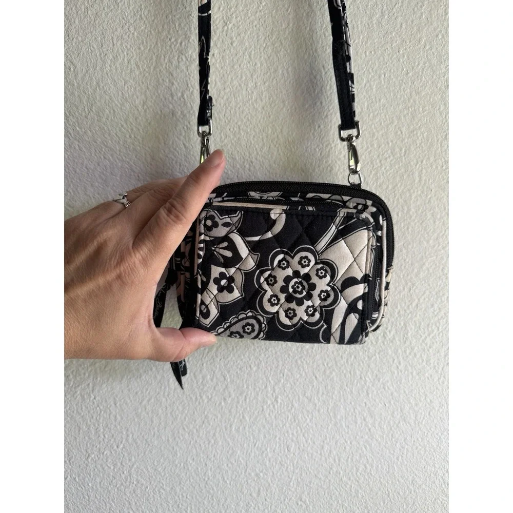 Vera Bradley Day & Night Black & White Flap Crossbody Shoulder Bag
